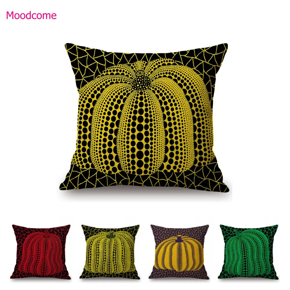 Modern Dots Art Yayoi Kusama Dot Pumpkin Butterfly Red Green Poka Home Decorative Sofa Pillow Case Cotton Linen Cushion Cover
