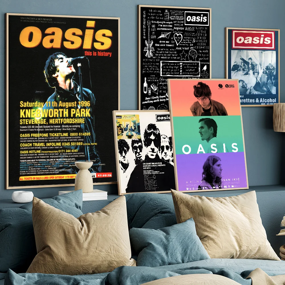 Band T-The R-Rain Cool O-Oasis Poster Poster Vintage Sticky Retro Kraft Paper Sticker DIY Room Bar Cafe Kawaii Room Decor