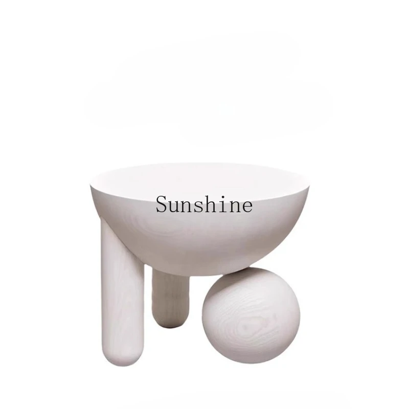 

Wabi Sabi minimalist white matte paint living room side balcony small coffee table