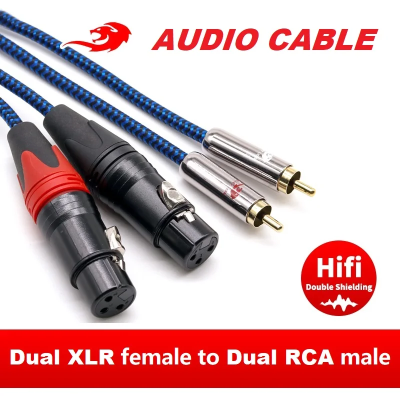 Dual XLR Female to Dual RCA Male Audio Cable for Amplifiers Speaker Mixing Consoles CD DVD Player Microphone Shielded  Cords