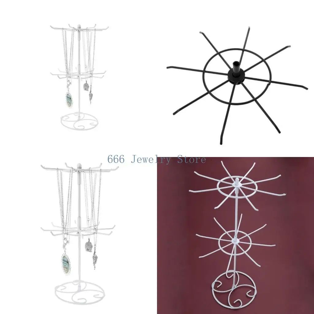 

F2TD 2-уровневая вращающаяся подставка для ювелирных изделий, подставка для сережек, ожерелья, держатель-органайзер