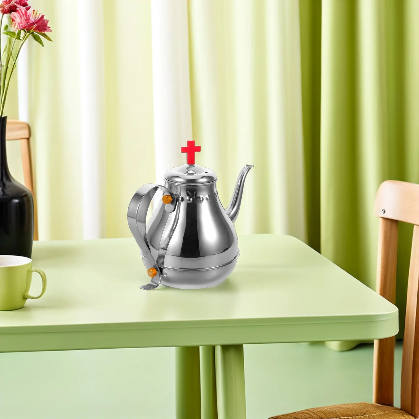 

1.2L Holy Communion Wine Kettle Stainless Steel Vintage Church Tea Pot for Religious Gatherings and Home Ceremonies