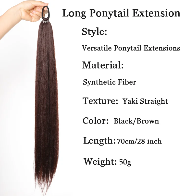 Lupu Synthetische 28 Inch Lange Paardenstaart Extensions Met Elastische Band Veelzijdige Diy Gevlochten Paardenstaart Voor Vrouwen Meisjes Zwart Bruin