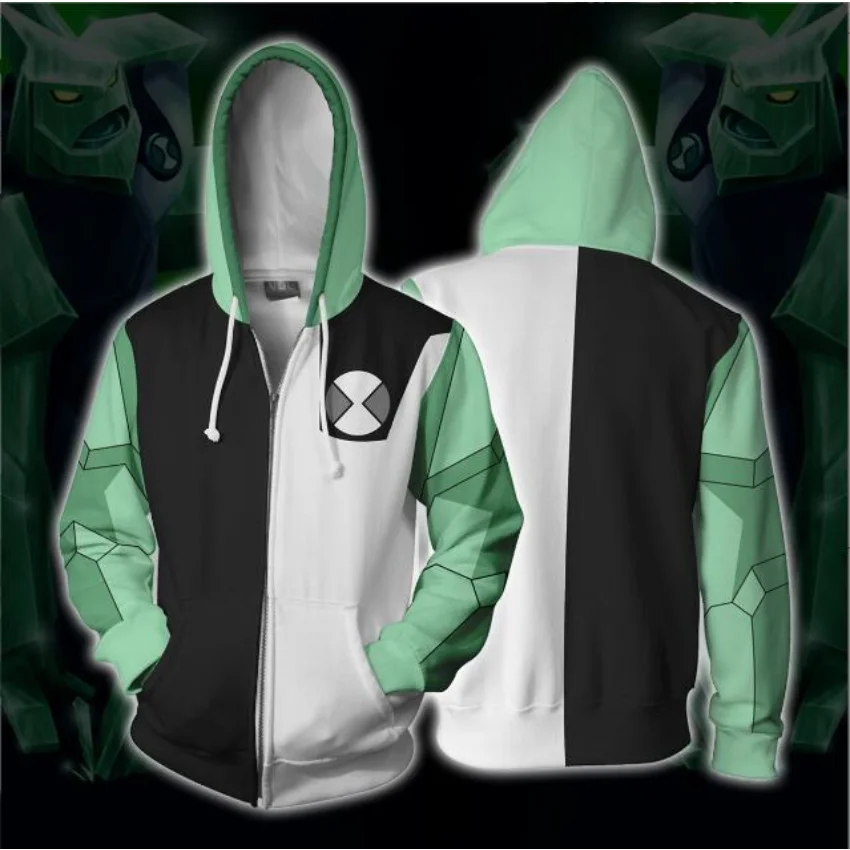 Anime Ben10 Alien Force 3D Print Zip Up Women/Men Hoodie Sweatshirt Ben Tennyson 10 Cosplay Zipper Hooded Jacket Outerwear