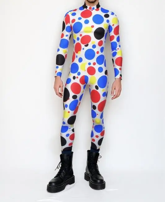Bunter Kunstdruck Herren Feiertags-Party-Jumpsuit Erwachsenen Bühnen-Performance-Bodysuit Halloween Cosplay Karneval Radsport Zentai – Detail 2