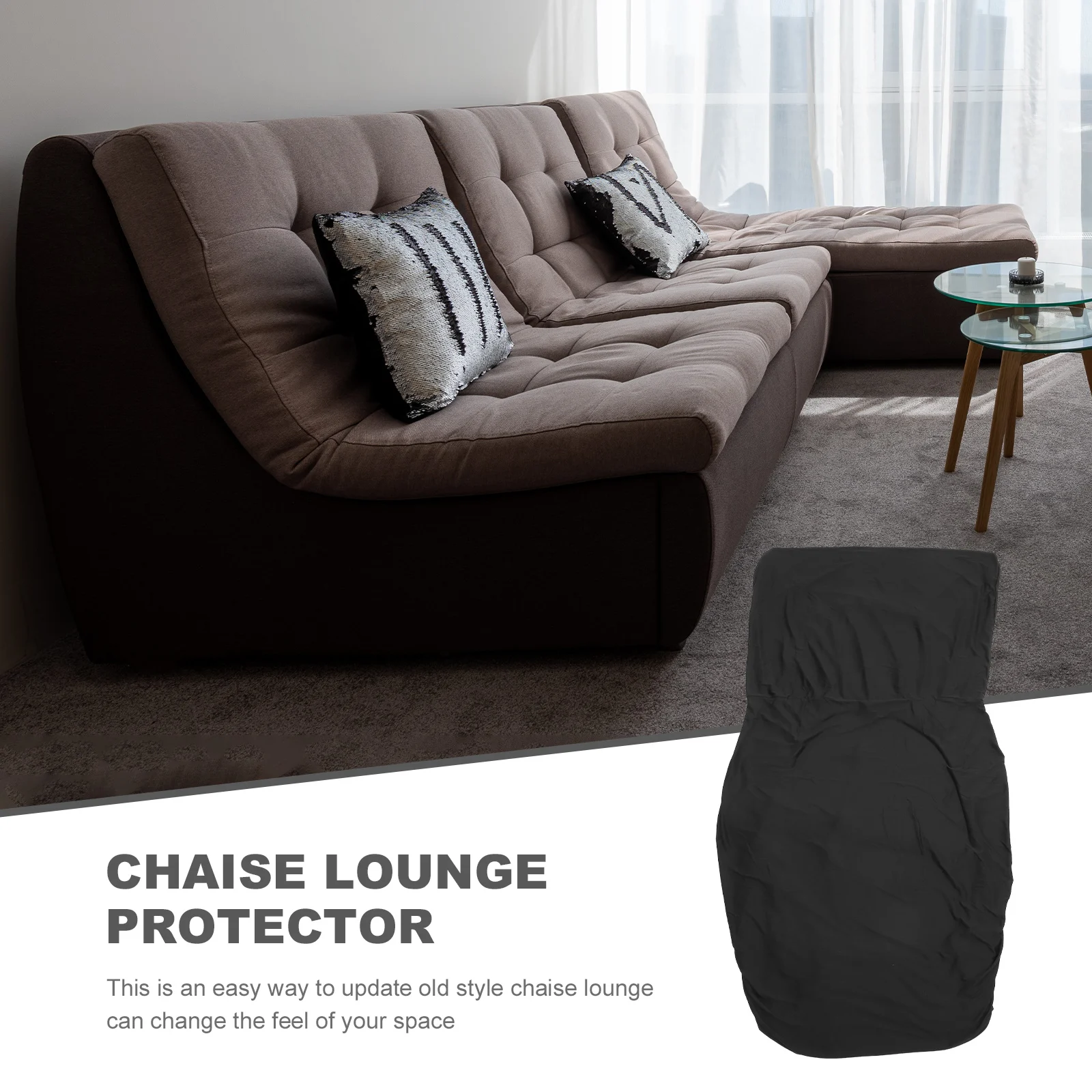 

Sofa Cover High Stretch Chaise Lounge Slipcover Black Color Simple Stylish Design Couch Protector Polyester Seat Longue Covers