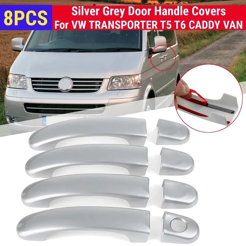 8PCS Car Exterior Dooor Handle Covers Trim Set For T5 TRANSPORTER 2003-2015 For T6 2015-Up For CADDY VAN 2004-2015