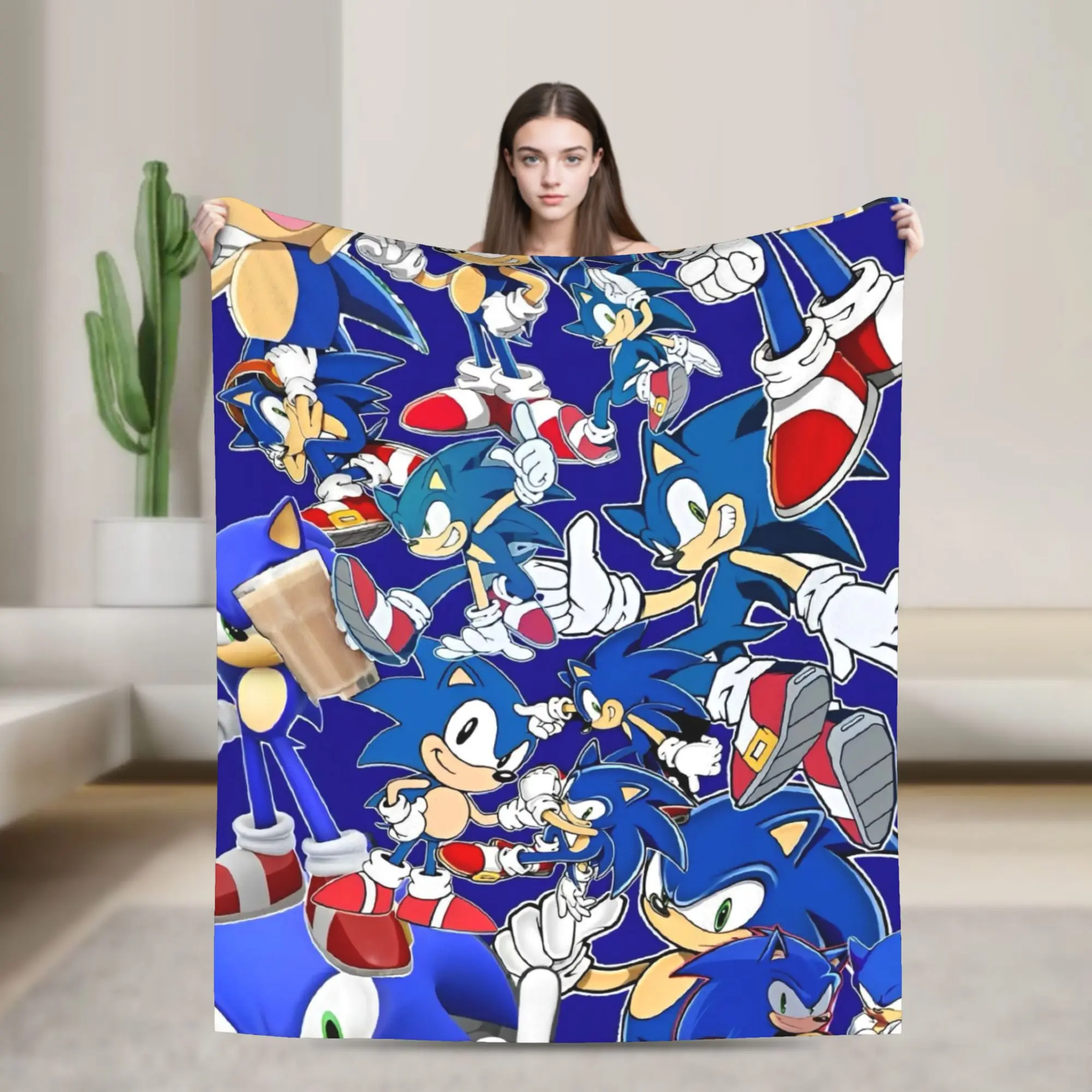 Shadow Game Blanket Cover Soniced Cartoon Flannel Throw Blankets Bedding Couch Decoration Ultra-Soft Warm Bedspread