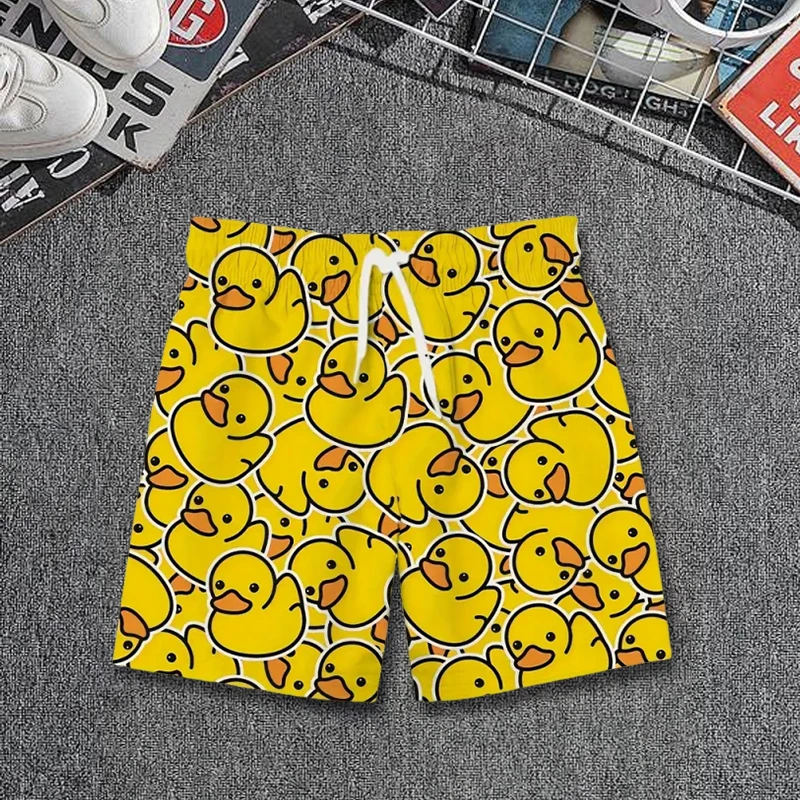 Funny Duck Graphic Beach Shorts for Men 3D Print Animal Board Shorts Sports Gym Swim Trunks Swimsuit homme Cool Ice Shorts Pants