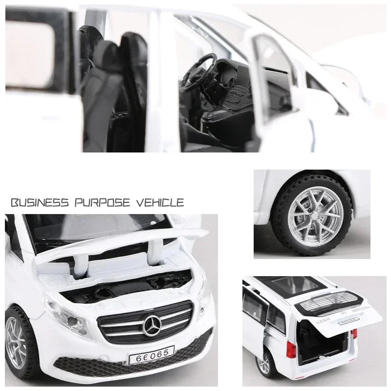 1:32 V260 Diecast Business MPV liga modelo de carro som luz puxar para trás carro simulação menino brinquedo decoração