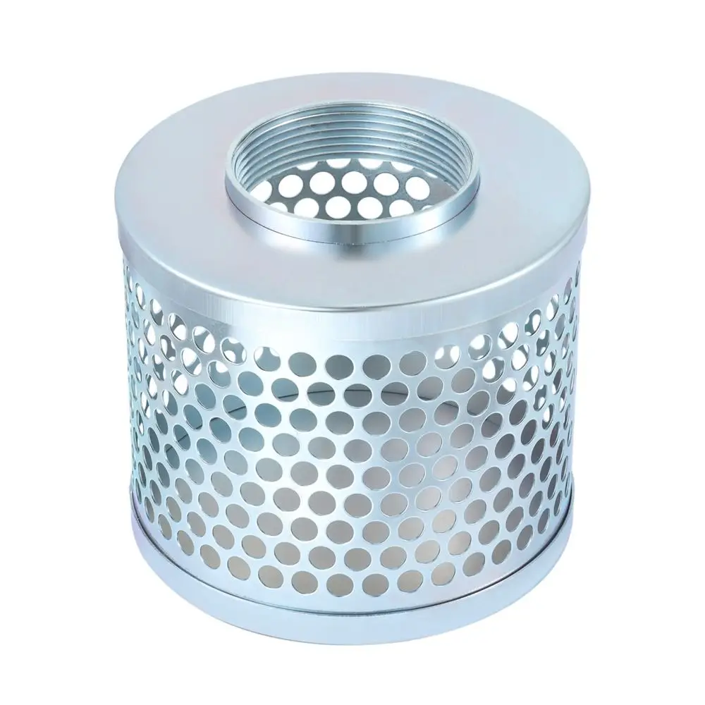 Steel Plated Round Hole Suction Strainer NPT Thread Hose Reduces Solids Entering Water Pump Inlet Strainer Convenient