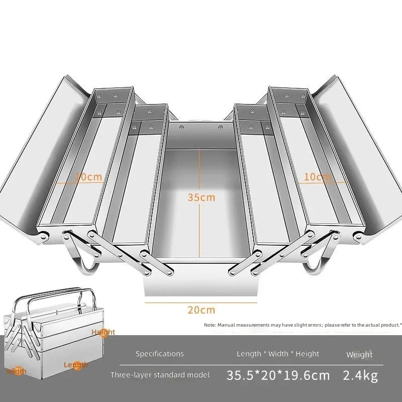 Professional Upgraded Stainless Steel Toolbox, Side Opening Double‑Handle Folding Storage Box For Hand Tools Metal Organizer