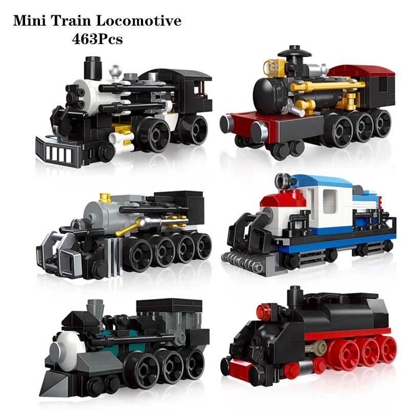 Compatible With LEGO Big Rail Car Locomotive Building Blocks Toys Model City Steampunk Era Bricks Retro Train With Power Motor image 3
