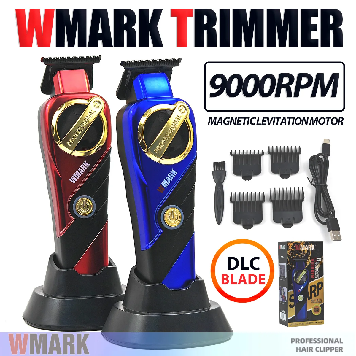 

WMARK 9213 Ножницы для гравировки с магнитной левитацией, беспроводная машинка для стрижки волос 9000 об/мин, мужской профессиональный парикмахерский триммер для волос