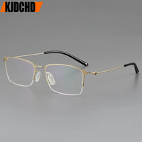 KJDCHD Man Half Frame Glasses Square Ultra light Pure Titanium Spectacle Luxury Business Eyewear Optical Prescription Frames