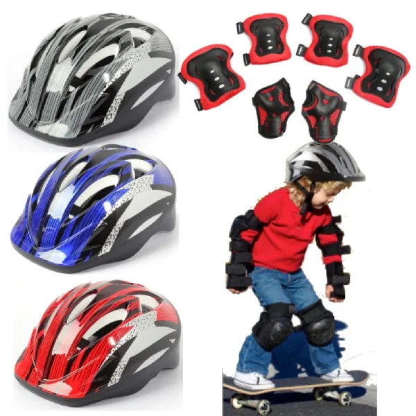 7Pcs Kids Knee Pads Helmet Bicycle Sport Protective Gear Set Wrist Guard Children Skateboard Scooter Helmet for Boy Girl Cycling