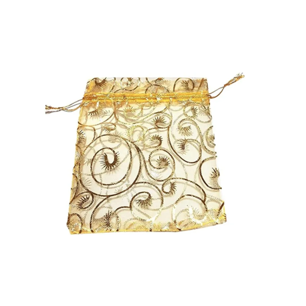 50/100pcs Organza Jewelry Pouches Wrap 9*12cm 10*15cm Gold Wedding Party Favor Gift Bag Drawstring Earring Storage Bags