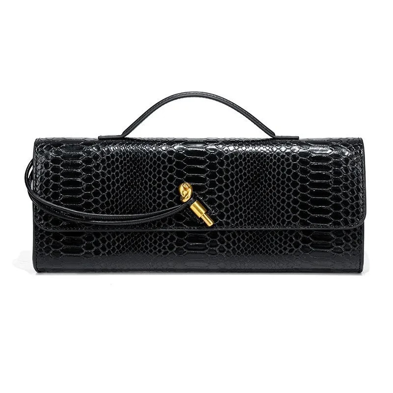Y2K Classic Women's Luxury Design Top Handbag, Long Evening Dress Handbag, Crocodile Pattern Shoulder Bag Storage Bag