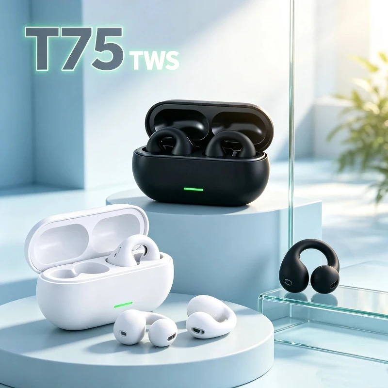 T75 Fone Bluetooth Headset 5.3 Wireless Air Conduction Headphones Canceling HD Call Sports Gaming Earphone