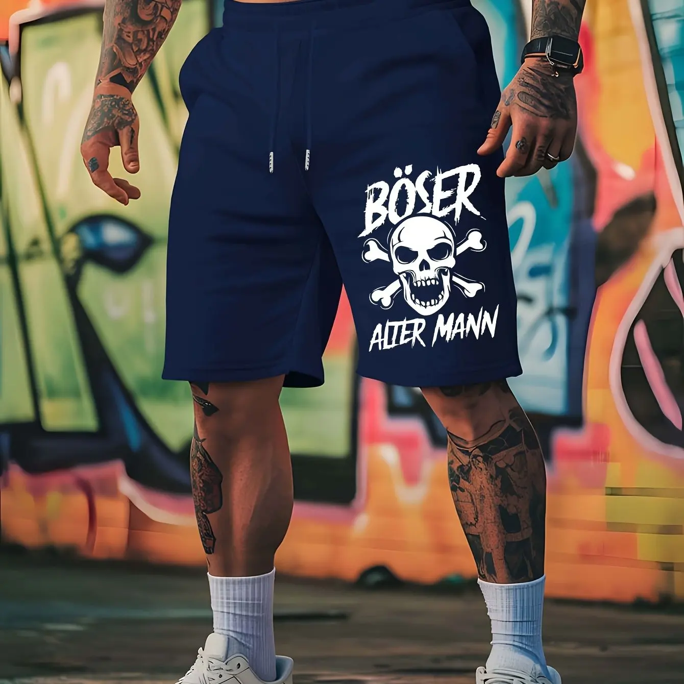 

Уличные мужские шорты с немецким принтом «BOSER ALTMANN» для летних видов спорта и отдыха, однотонные пляжные шорты на шнурке