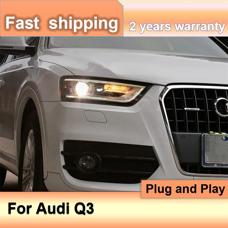 

Car Styling for Audi Q3 Headlights 2012-2016 LED Head Lamp Audi Q3 Front Light DRL Lens Double Beam H7 HID Xenon bi xenon lens