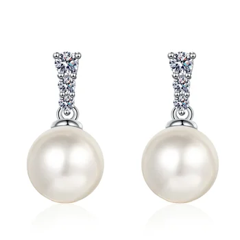 S925 silver moissanite 9mm pearl atmospheric earrings for women