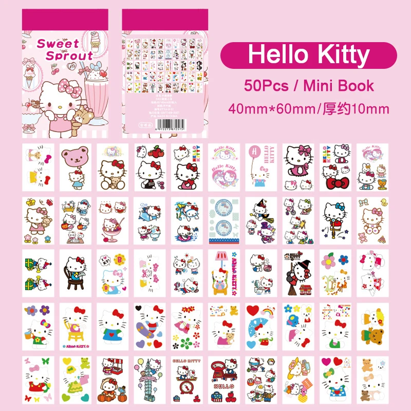 

Sanriao Mini Sanrio Sticker Book Kuromi Hello Kitty Cute Stickers Travel Suitcase Phone Laptop Luggage Stickers DIY Kids Toys