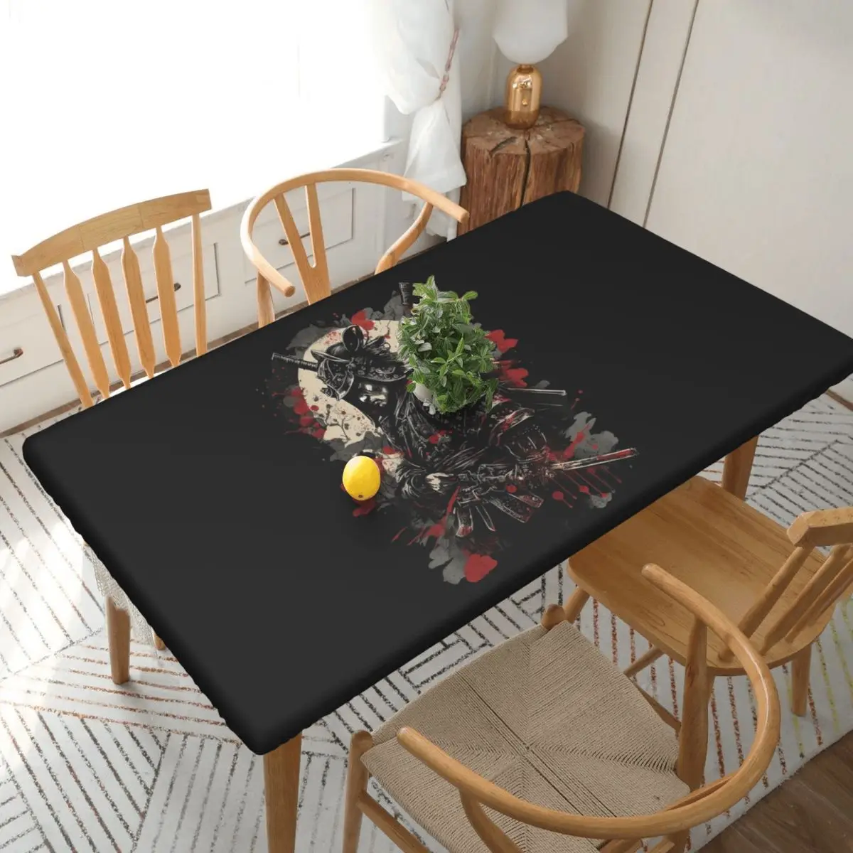Japanese Samurai Warrior Custom Rectangular Tablecloth Oilproof Table Cover for Dining Events Table Cloth