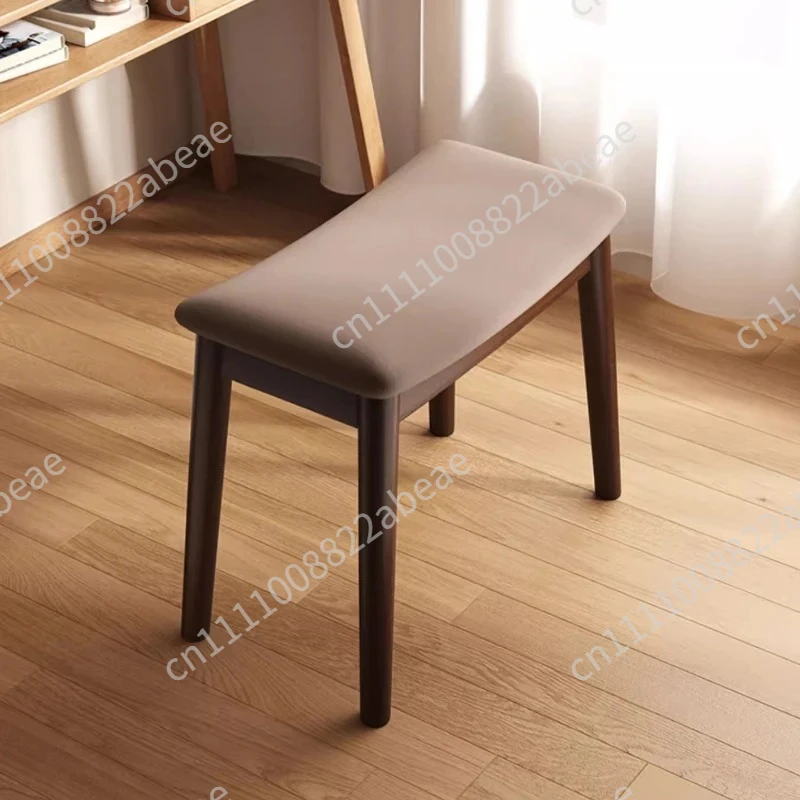 ‌Modern Saddle Stool, Solid Wood Vanity Bench for Bedroom, Non-Slip Entryway Seat, Silent Ottoman Chair with Cushion