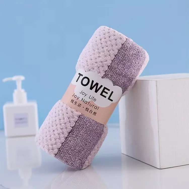 

Colorful Striped Hand Towel Coral Fleece Home Soft Velvet Hair Cloth Bathroom Shower Clean Washcloth