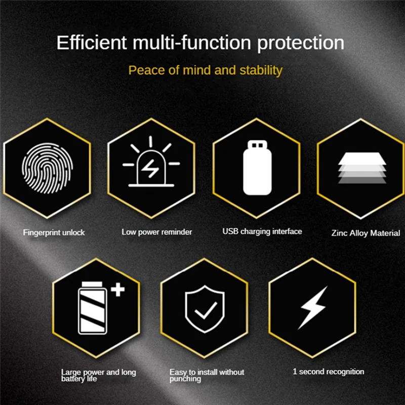 

B52C Drawer Fingerprint Lock Password Mailbox Lock Biometric Drawer Lock Fingerprint Rechargeable Keyless Electronic Lock Durabl