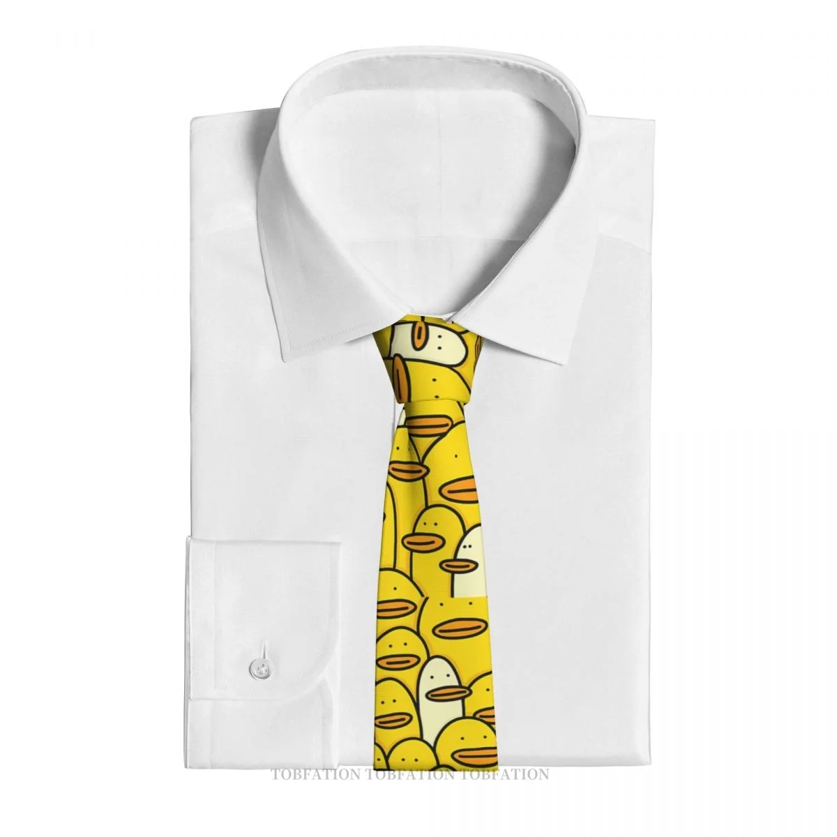 Doodle Art Print Ties Rubber Duck Casual Unisex Neck Tie Daily Wear Narrow Striped Slim Cravat