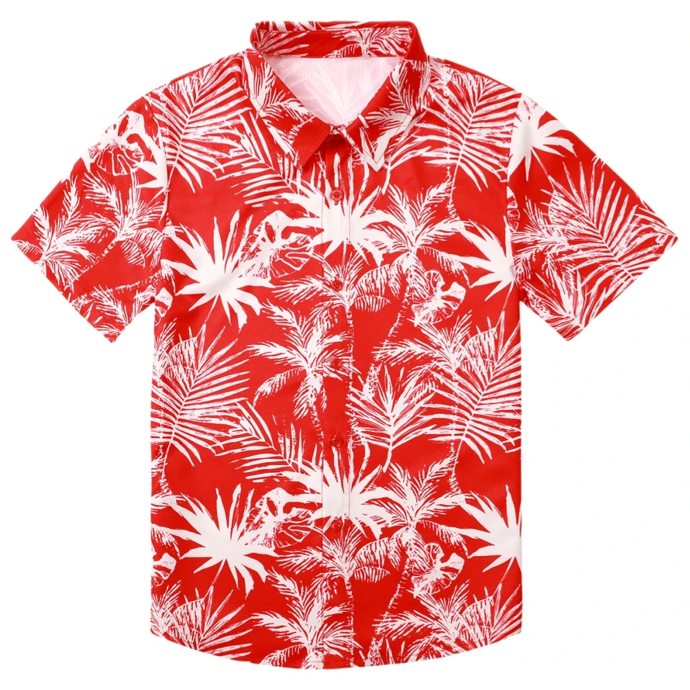 Hawaiian Children's Shirt Plant Flower Pattern Print Kids's Short Sleeved Shirt Holiday Seaside Tops Outdoor Children's Clothing