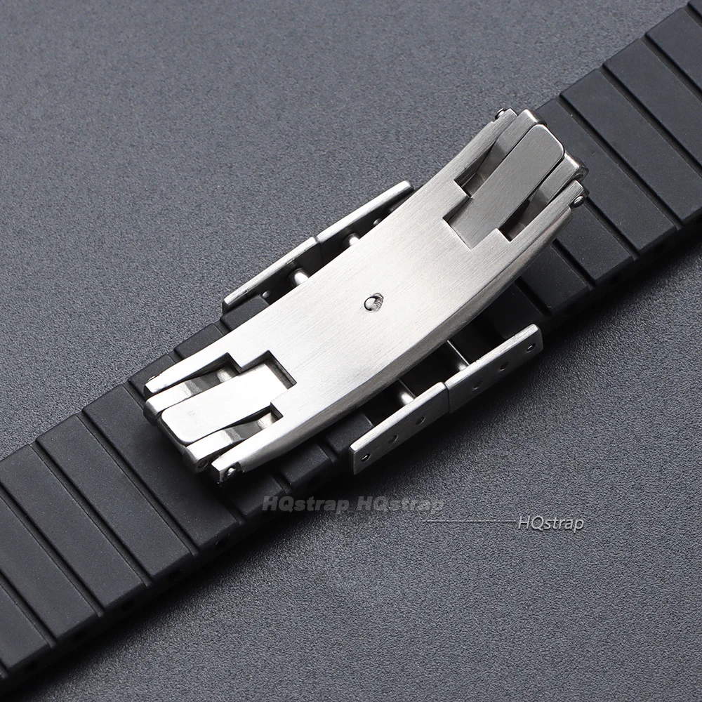 Folding Watch Buckle 16mm 18mm 20mm Universal Watch Clasp Double Click Butterfly Brush Buckle for Silicone Rubber Leather Strap view 6