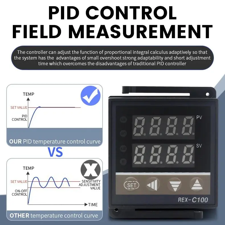 Rex-C100 Digital PID Thermostat SSR Relay Output K J E Type Thermocouple Input 220V rex c100 Temperature Controller 0-400℃