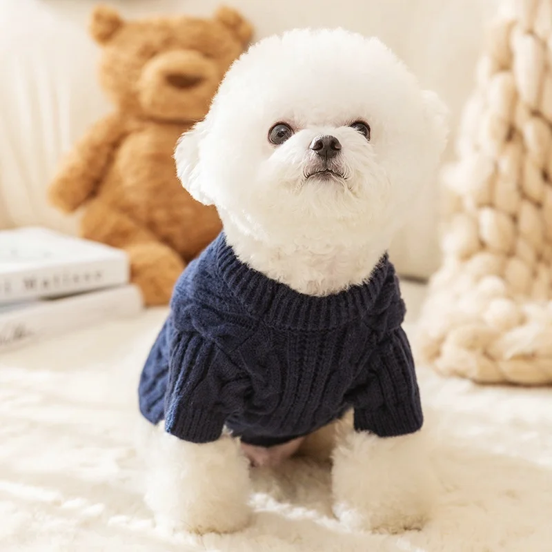 Dog Clothes for Small Dogs Warm Pet Dog Knit Sweater Cute Solid Puppy Turtleneck Winter Soft Cat Sweaters Chihuahua Pet Clothes