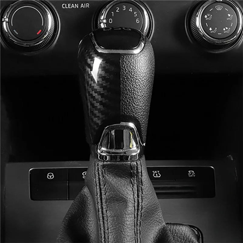 

2X Carbon Fiber Gear Shift Knob Cover Trim Handle Sleeve Buttons Cover Sticker For Skoda Octavia A7 Superb Fabia-A97E