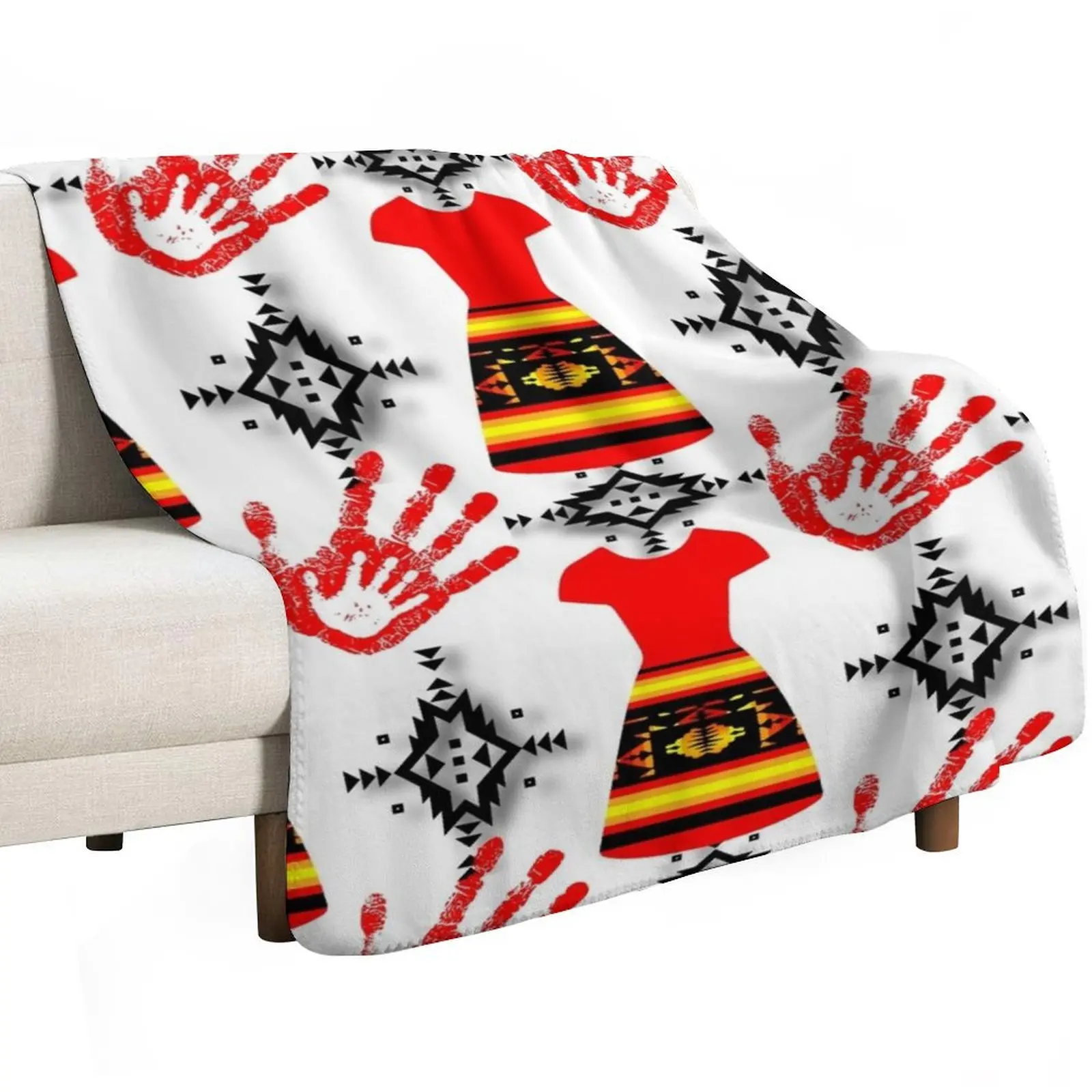 Red Dress / Red Hand / White Background MMIW Throw Blanket wednesday For Baby Beach Bed linens Blankets For Bed Polar Blankets