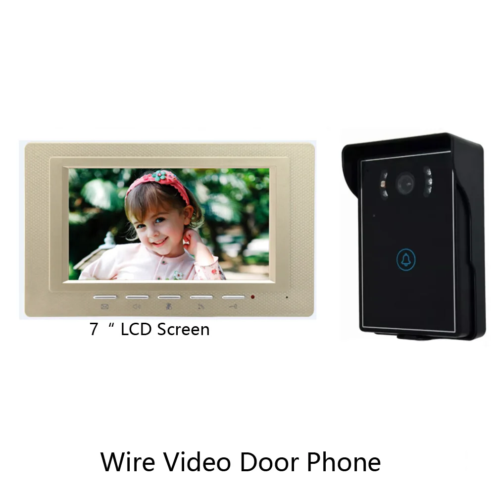 1 ชุด 7 "หน้าจอ LCD สายวิดีโอประตู Bell สําหรับ House Guest กดวิดีโอ Intercom กล้องกันน้ํากลางแจ้ง