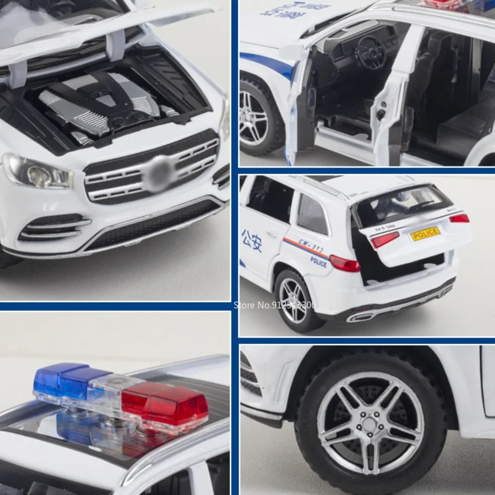 1/32 Maßstab Bens Gls580 Geländewagen Spielzeug Polizeiauto Modell Legierung Druckguss Sound Licht zurückziehen Modell waage Autos Jungen Spielzeug Sammler geschenke