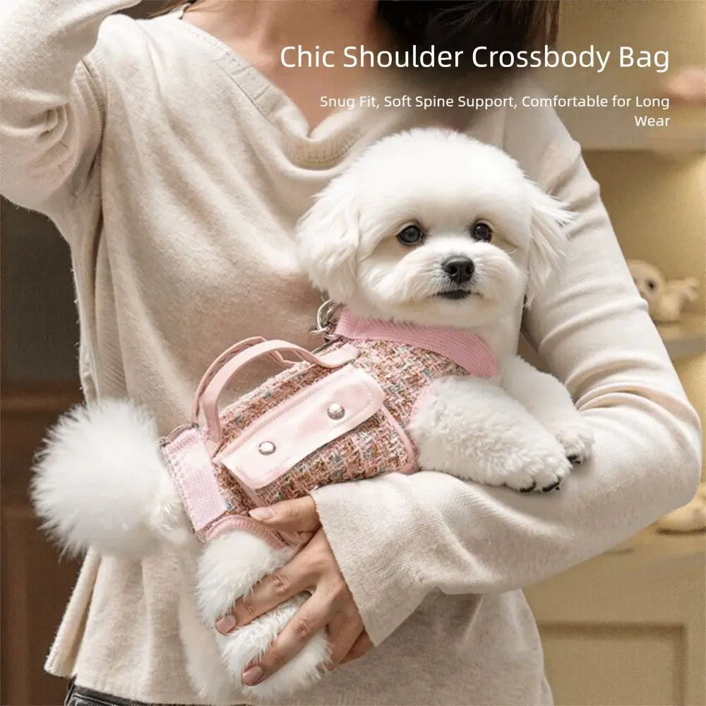 

Stylish Dog Horizontal Backpack Elegant Edge-wrapped Cat Carrier Bag Breathable Wear-resistant Pet Traction Backpack