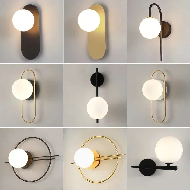 Modern Nordic LED Lustre Golden Black Wall Lamp Indoor Lighting Fixtures for Bedroom Living Room Wall Sconce Wall Lights