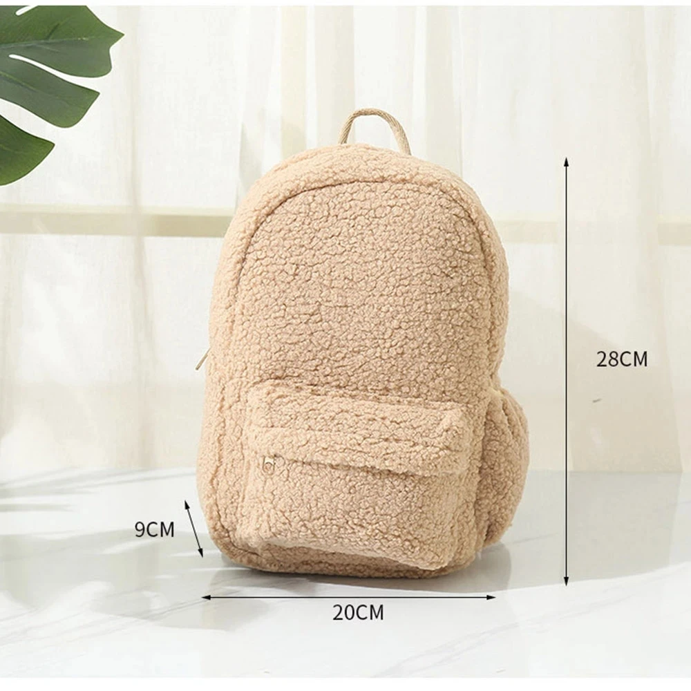 Lamb Wool Backpack Women\'s Bag Custom Name Large Capacity Plush Bag Personalized Name Backpack Children\'s Cartoon Cute Schoolbag