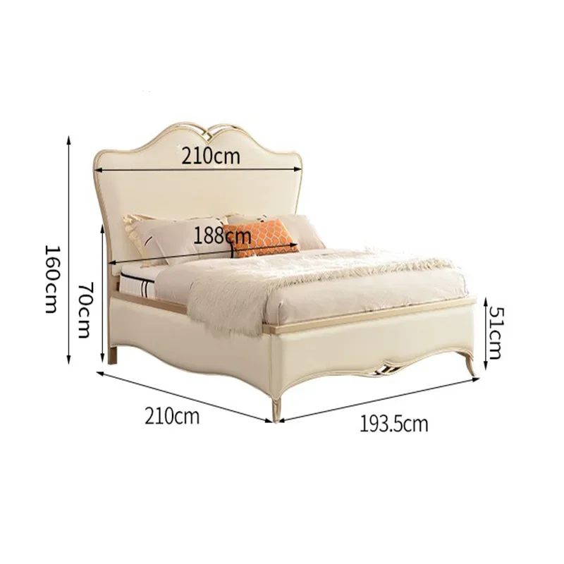

French light luxury princess light luxury leather double master bedroom wedding bed American solid wood bed European