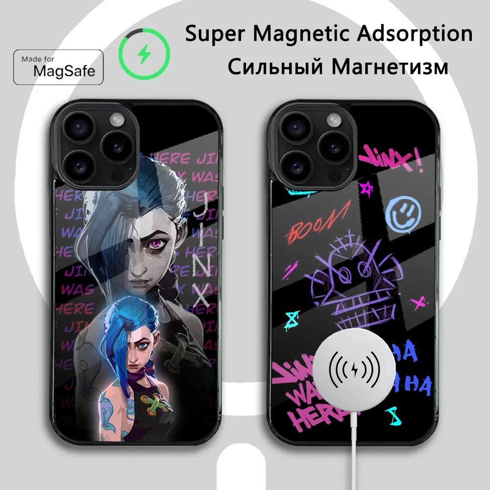 Funda de teléfono A-Arcane cool J-Jinx L-LOL para iPhone 16 15 14 13 12 11 Plus,Pro,Max Mini Magsafe carga inalámbrica magnética