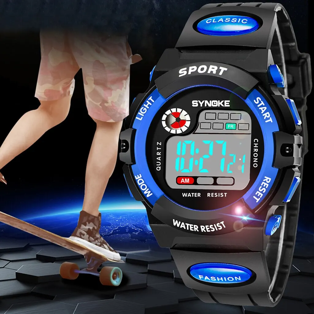 SYNOKE Student Kids Digital Watch Sports Waterproof Boy Electronic Watch Shock Resist Multifunctional Luminous Fashion