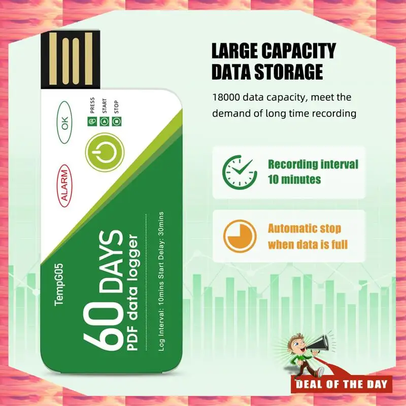 24-Hour Delivery 60 Days USB Temperature Data Logger -30 ℃-+60 ℃ Report With App IP67 Disposable High-Precision Recorder With Wa