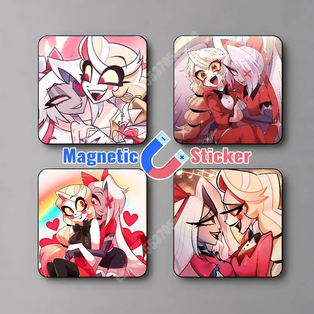 H-Hazbin H-Hellaverse Charlie Vaggie Magnetic Sticker Reusable Fridge Decal for Metal Surfaces Magnet Marker
