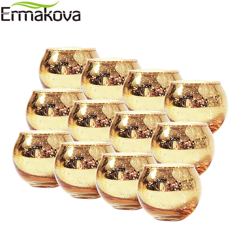 ERMAKOVA Glass Candle Holder Votive Mercury Glass Tealight Candle Holder Wedding Parties Hotel Cafe Bar Home Decoration