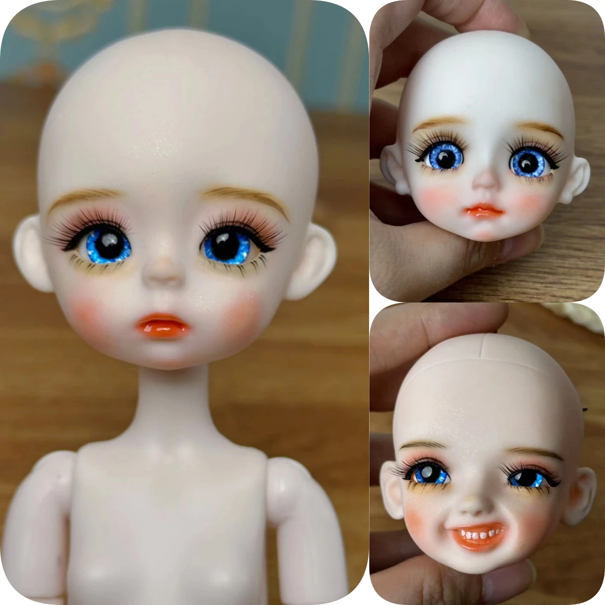 30cm Doll Head 1/6 Bjd Doll Head Handmade DIY Practice Makeup Doll Kids Girls Dolls Toy Gift